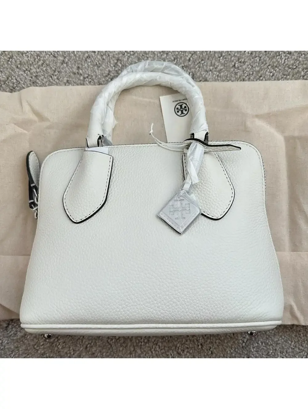 Tory Burch Mini Swing Satchel Leather Bag NWT White